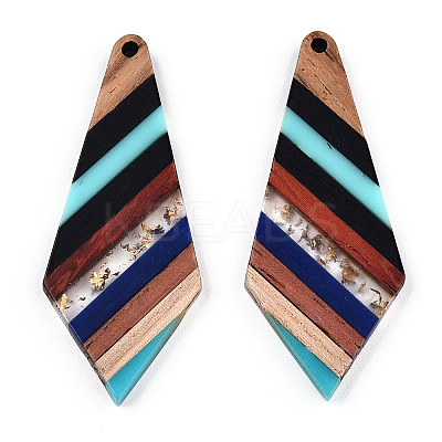 Transparent Resin & Walnut Wood Big Pendants RESI-TAC0017-48-A01-1