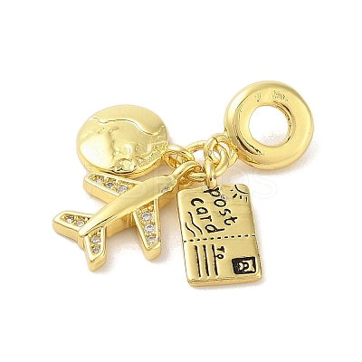 Rack Plating Brass Micro Pave Clear Cubic Zirconia Enamel European Dangle Charms LS-KK-S380-28G-1