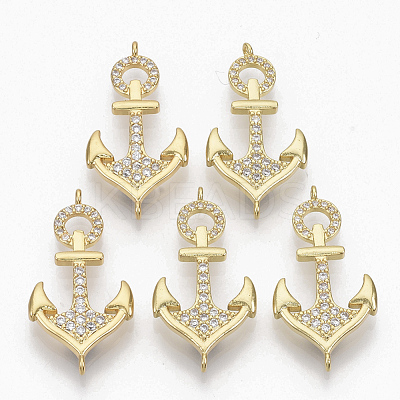 Brass Micro Pave Clear Cubic Zirconia Links Connectors ZIRC-T012-76G-1