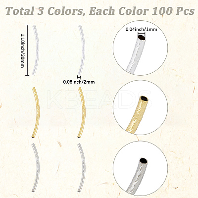300Pcs 3 Colors Brass Tube Beads KK-PA0001-07-1