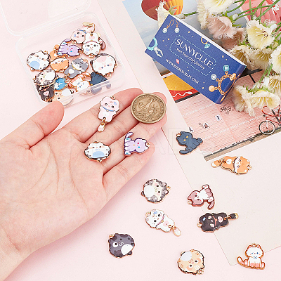 30Pcs 15 Styles Alloy Enamel Pendants ENAM-SC0005-45-1
