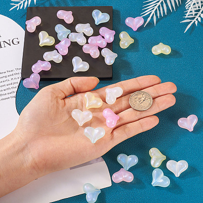 50Pcs 5 Colors Rainbow Iridescent Plating Acrylic Beads RESI-TA0002-19-1