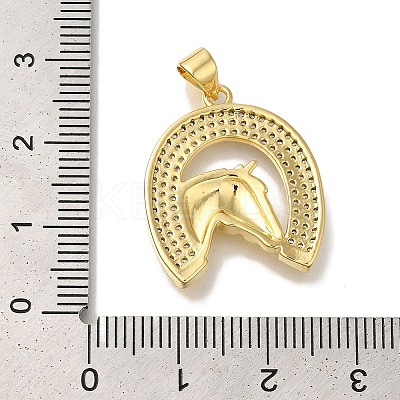Horse Rack Plating Brass Clear Cubic Zirconia Pendants KK-U019-32G-1