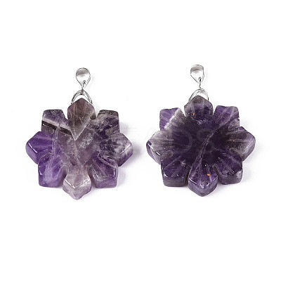 Natural Amethyst Pendants G-T144-12D-1