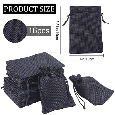 Polyester Imitation Burlap Packing Pouches Drawstring Bags ABAG-BBC0001-02B-02-1