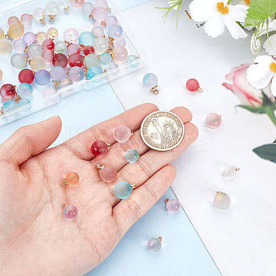 70Pcs 14 Styles Transparent Spray Painted Glass Pendants GLAA-GA0002-16-1