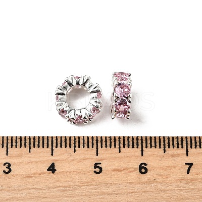Brass with Cubic Zirconia European Beads ZIRC-L041-18A-S-1