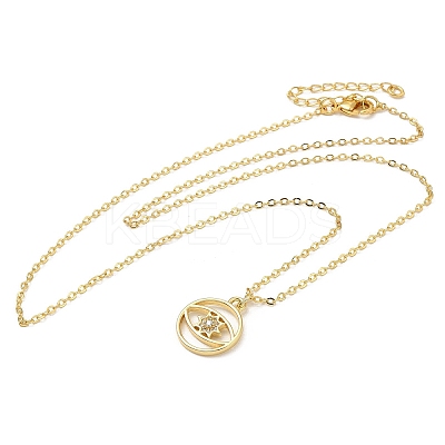 Brass Micro Pave Clear Cubic Zirconia Pendants Necklaces for Women LS-NJEW-B092-04G-1