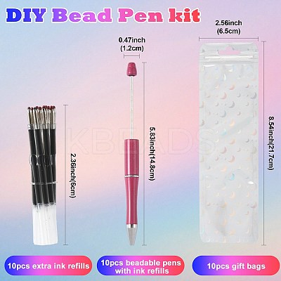 10Pcs ABS Plastic & Iron Ball-Point Pen AJEW-FS0001-41A-1
