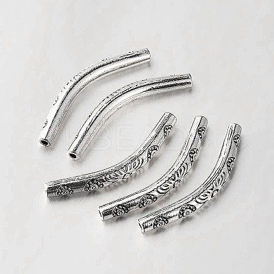 Tibetan Style Alloy Curved Tube Beads TIBEB-O004-31-1