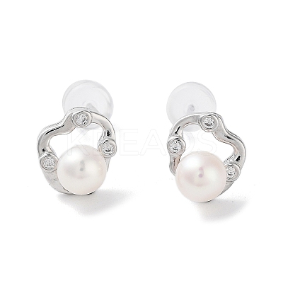 Natural Pearl Stud Earrings for Women EJEW-C082-08P-1