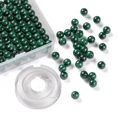 100Pcs 8mm Natural Malachite Round Beads DIY-LS0002-33-1