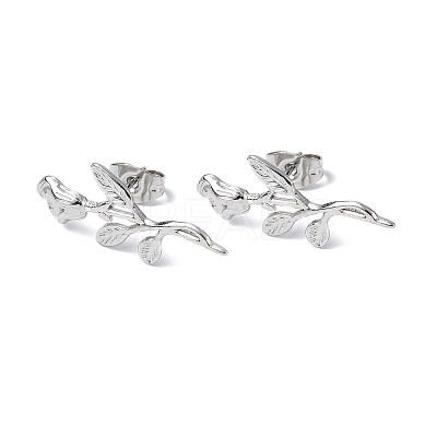 Non-Tarnish 304 Stainless Steel Flower of Life Stud Earrings for Women EJEW-F300-08P-1