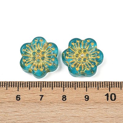 Baking Paint and Golden Metal Enlaced Glass Beads DGLA-T004-09B-1