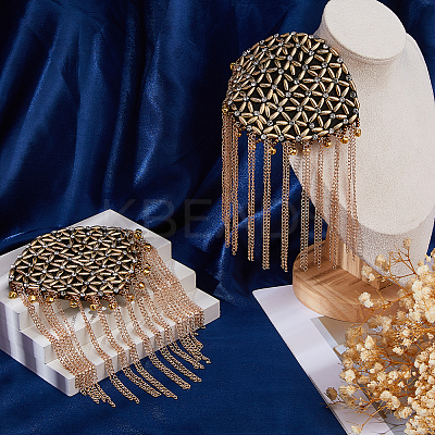 2Pcs Detachable Iron Tassel Epaulettes AJEW-FH0006-25G-1