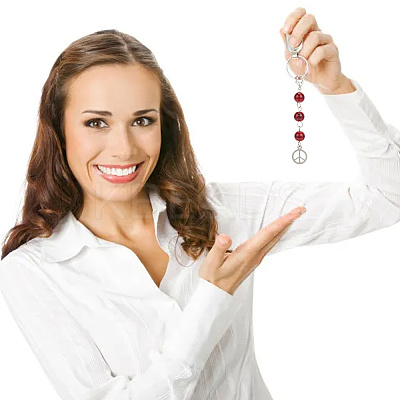 Glass Round Bead Pendant Decorations HJEW-AB00565-1