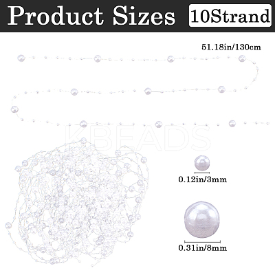 10 Strands Acrylic Imitation Pearl Beaded Trim Garland Strand OCOR-GF0001-45-10-1