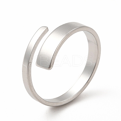 Non-Tarnish 304 Stainless Steel Rectangle Open Cuff Ring for Women RJEW-B027-02P-1