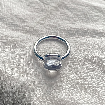 Square 304 Stainless Steel with Glass Finger Rings FS-WG8AAFA-15-1