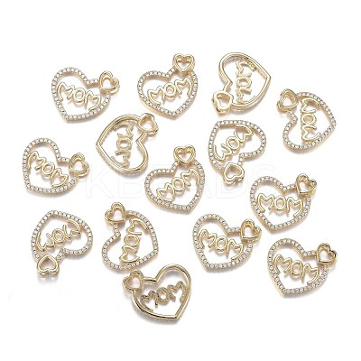 Brass Micro Clear Cubic Zirconia Pendants ZIRC-F120-045G-1