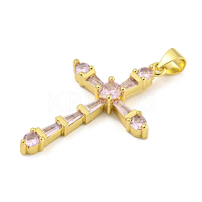 Cross Rack Plating Brass Cubic Zirconia Pendants KK-Z053-13G-03-1