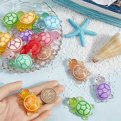 20Pcs 10 Colors Luminous Resin Pendants FIND-SC0013-48-1
