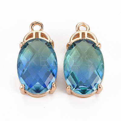 Rack Plating Brass Micro Pave Clear Cubic Zirconia Pendants KK-T060-62C-RS-1