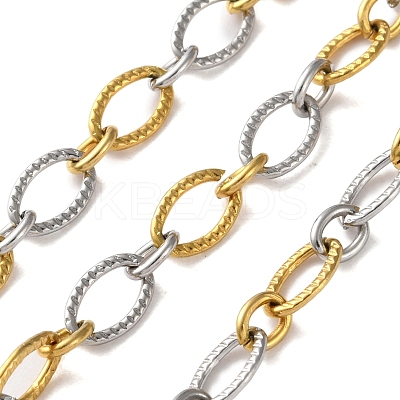 304 Stainless Steel Textured Oval Link Chains CHS-R020-01GP-01-1