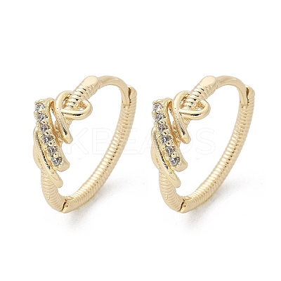 Brass Clear Cubic Zirconia Hoop Earrings EJEW-Q014-14G-1