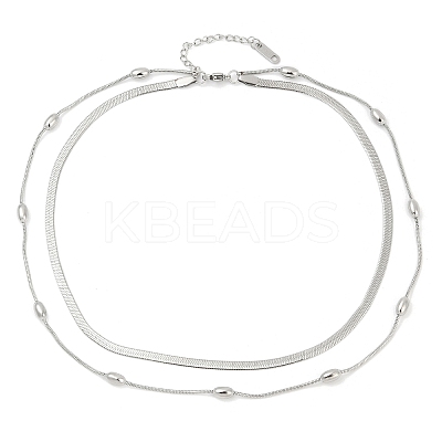 304 Stainless Steel Snake Chain Double Layer Necklaces for Women LS-NJEW-Z072-03P-1