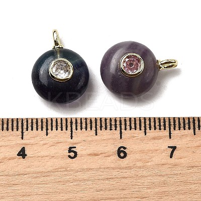 Natural Fluorite Flat Round Pendants X-G-H318-01G-A-02-1