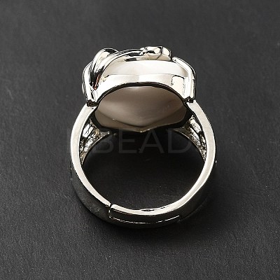 Natural Howlite Adjustable Rings RJEW-P043-03P-10-1