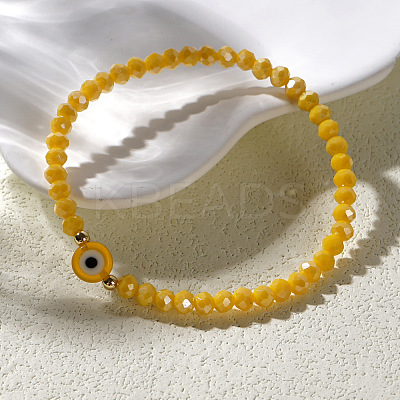 1pc Glass Rondelle Beads Stretch Bracelets XC5782-5-1