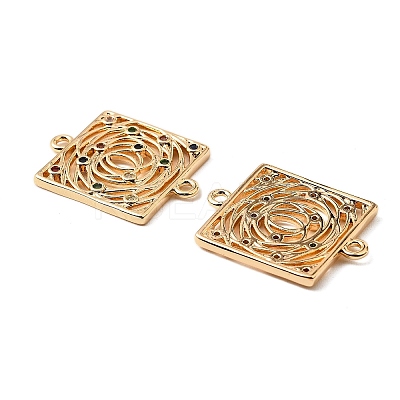 Brass Micro Pave Colorful Cubic Zirconia Hollow Connector Charms KK-K351-58B-G-1
