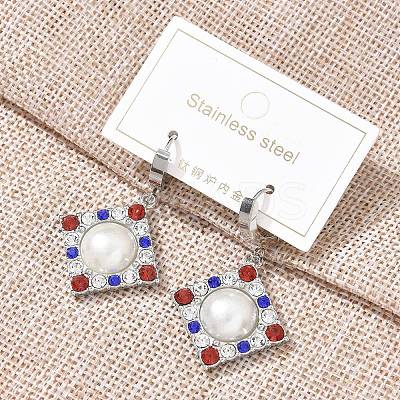 304 Stainless Steel Rhombus Hoop Earrings EJEW-A119-11P-1