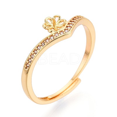 Flower Brass Micro Pave Cubic Zirconia Cup Peg Ring Settings KK-N274-30G-1
