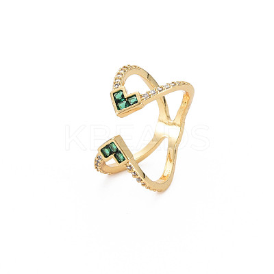 Criss Cross Clear Cubic Zirconia Cuff Ring RJEW-T016-36G-01-1