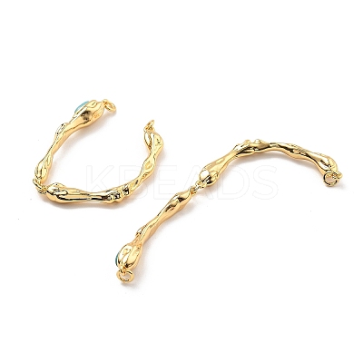 Brass Synthetic Turquoise Toggle Clasps KK-B129-19G-1