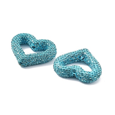 Heart Shape Polymer Clay Rhinestone Beads CLAY-NH0001-09A-12-1