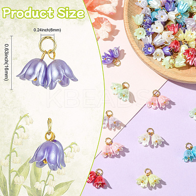 80Pcs 8 Colors Flower ABS Plastic Pearl Pendants PALLOY-CJ00075-1