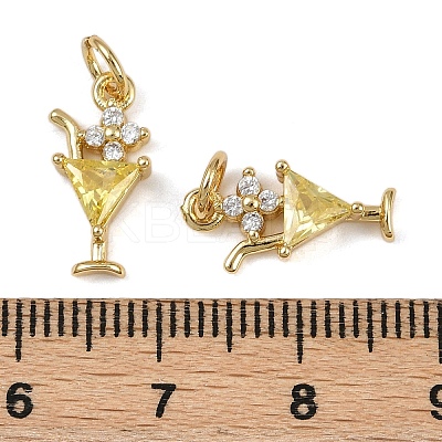 Brass Micro Pave Cubic Zirconia Pendants KK-I358-059G-1