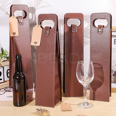 4Pcs PU Leather Single Wine Bottle Tote Carrier Bags CON-CA0001-028A-1