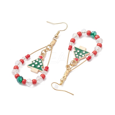 304 Stainless Steel Christmas Tree Dangle Earrings EJEW-TA00455-1