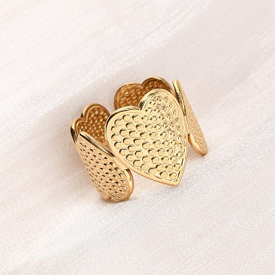 304 Stainless Steel Open Cuff Rings for Women RJEW-K309-01G-1