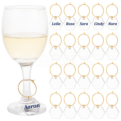 Transparent Acrylic Hexagon Wine Glass Charms AJEW-AB00113-1