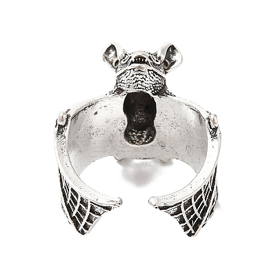 Alloy Bat Open Cuff Rings for Men Women RJEW-G286-02AS-1