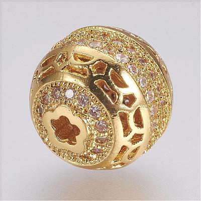 Brass Micro Pave Cubic Zirconia Beads ZIRC-G087-21-1