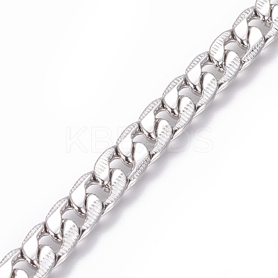 Tarnish Resistant 201 Stainless Steel Cuban Link Chains CHS-L020-034A-P-1