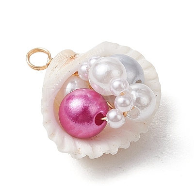 Natural Clam Shell Pendants PALLOY-JF03551-1