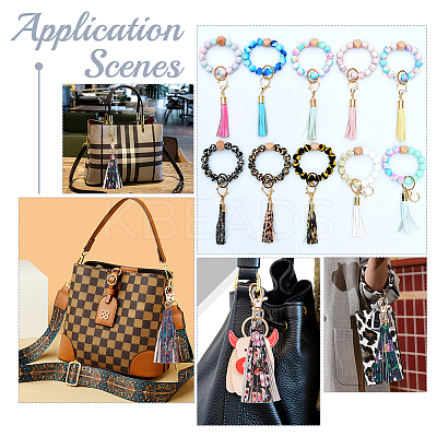 10Pcs 10 Style PU Leather Tassel Big Pendants Decorations KEYC-WR0001-31-1
